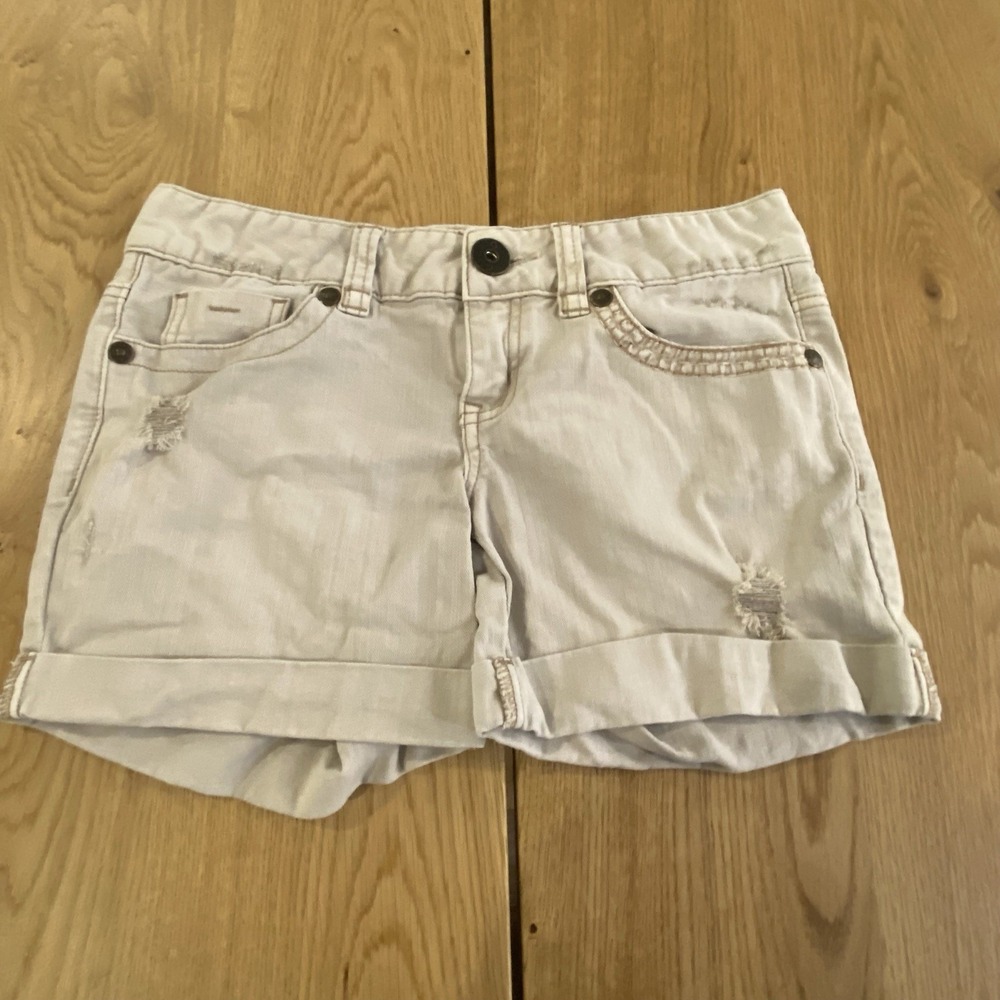 Vintage Guess Y2K White Denim Shorts Women's G by Guess Cuffed Distressed